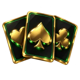 Black and emerald playing cards with gold suit symbols, representing Evolution card games.