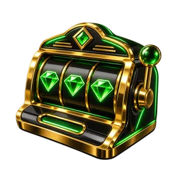 Black and gold slot machine with emerald symbols, representing Microgaming slot series.