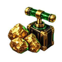 Gold nuggets and a mining detonator inspired by the Nugget Ridge theme.